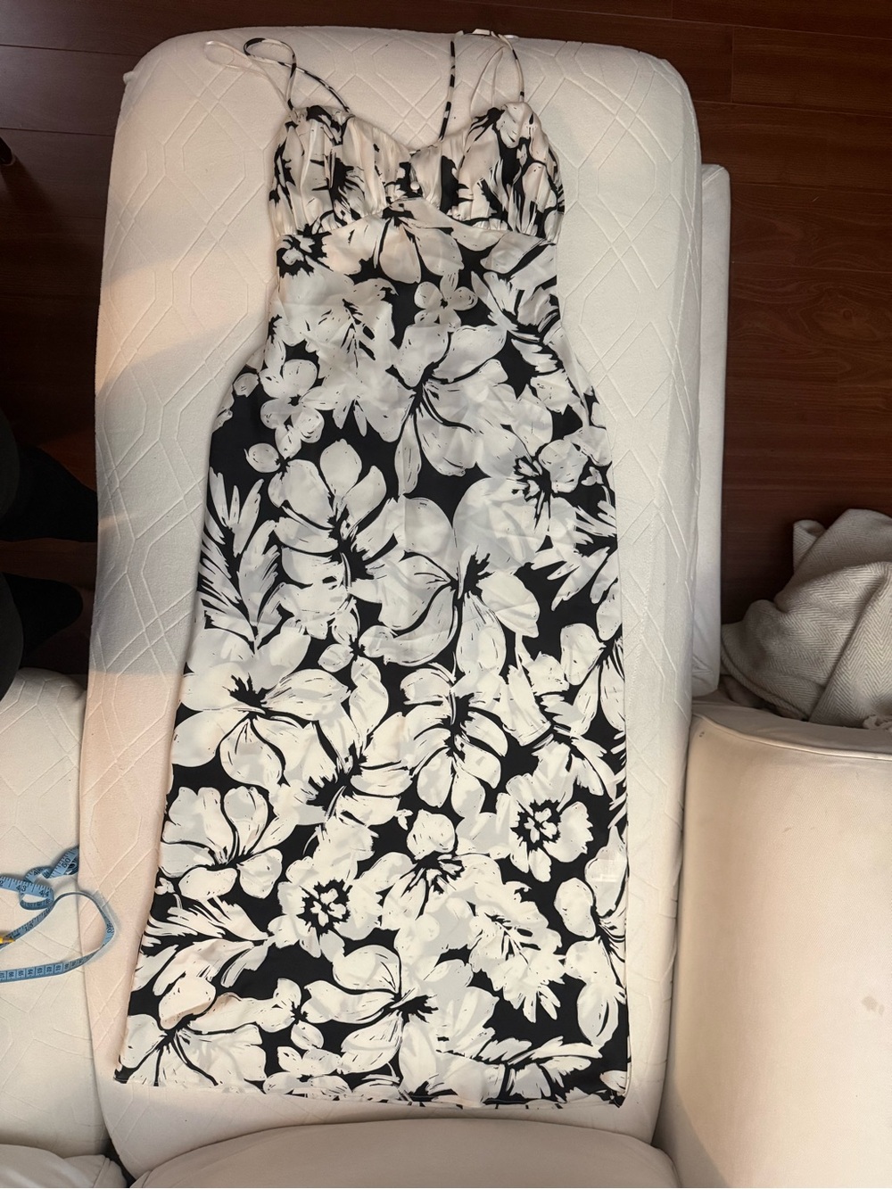 Zara Black & White Floral Midi Slip Dress size M
